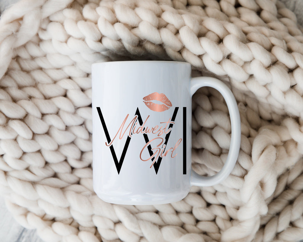 Midwest Girl Wisconsin WI Mug, 15oz Ceramic Coffee Cup
