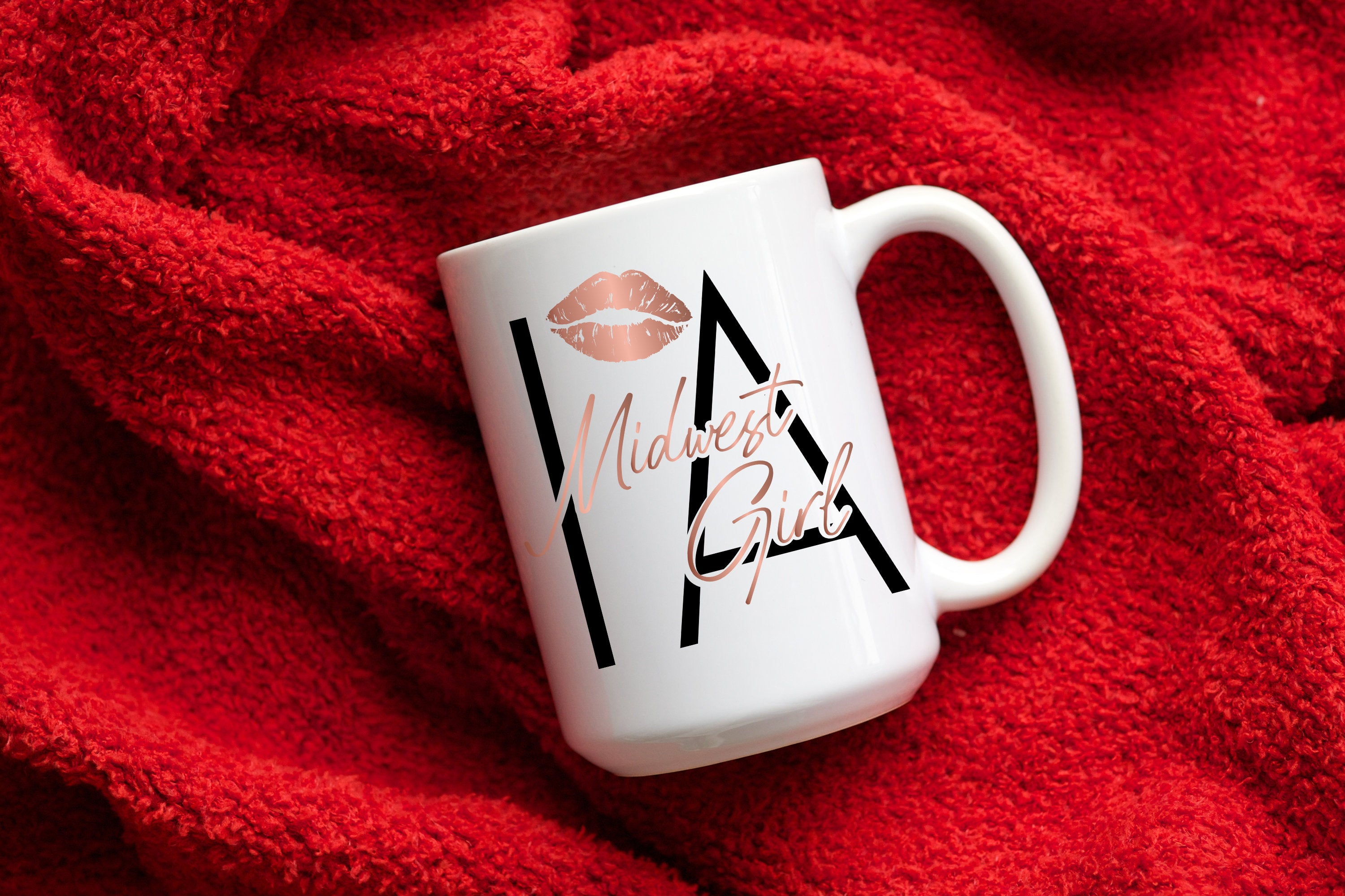 Iowa Midwest Girl Mug, IA Gift, 15oz Ceramic Mug