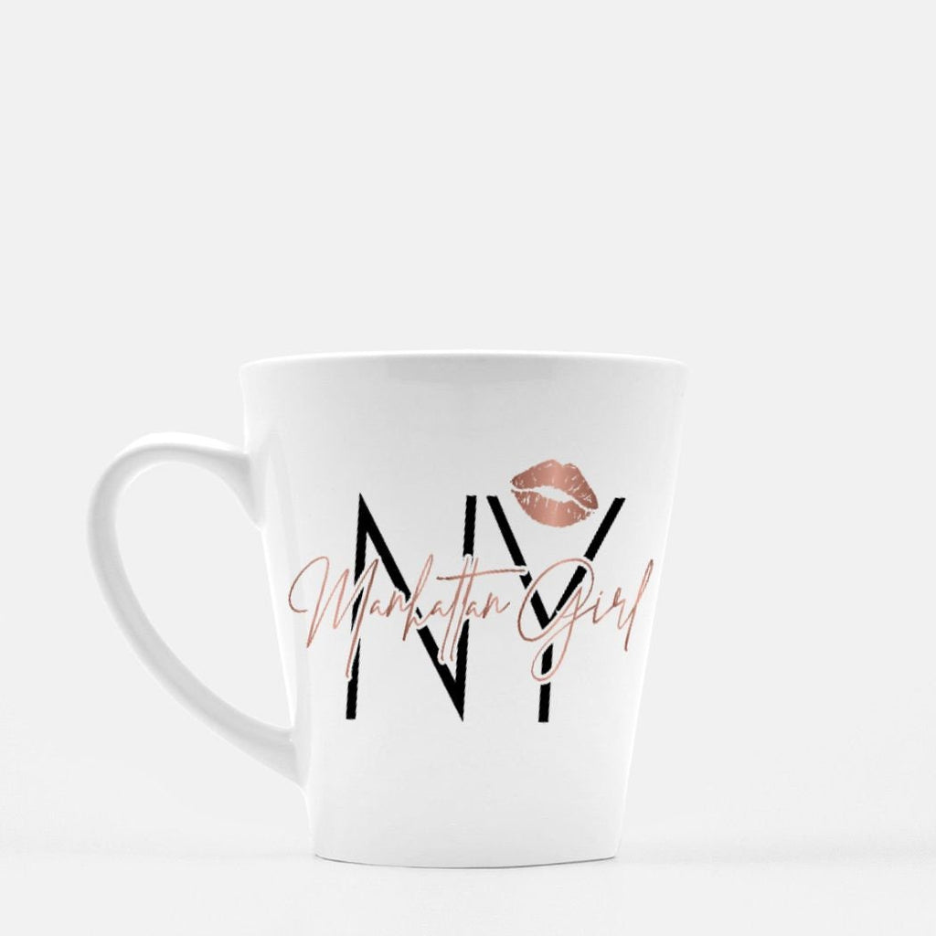 New York NYC NY Manhattan Girl Rose Gold Mug Latte 12 oz.