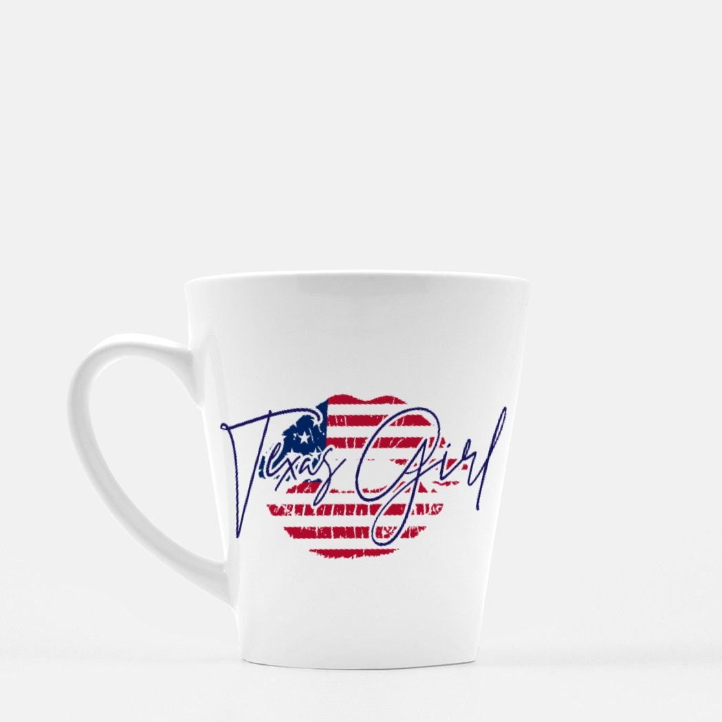 Texas Girl Mug Latte 12 oz. - United States USA TX Texan Lips American Flag