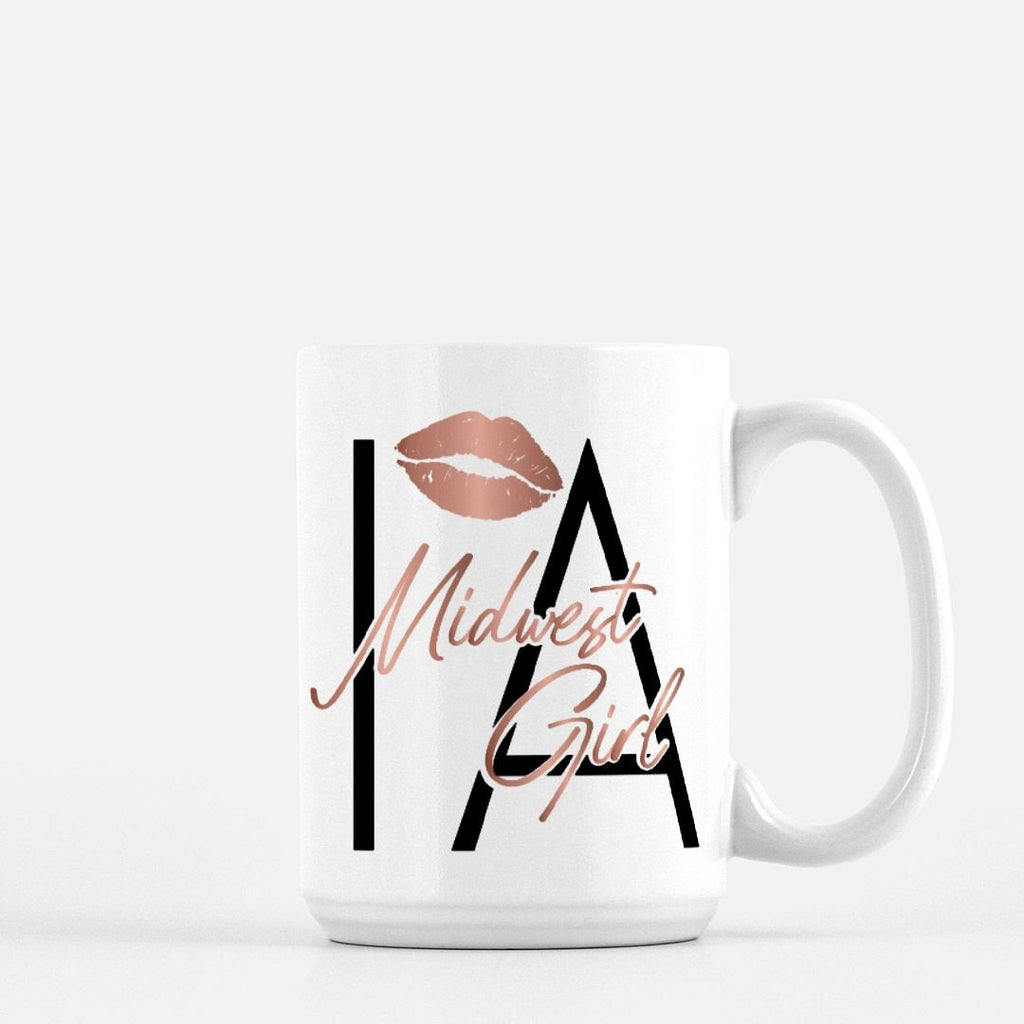Iowa Midwest Girl Mug, IA Gift, 15oz Ceramic Mug