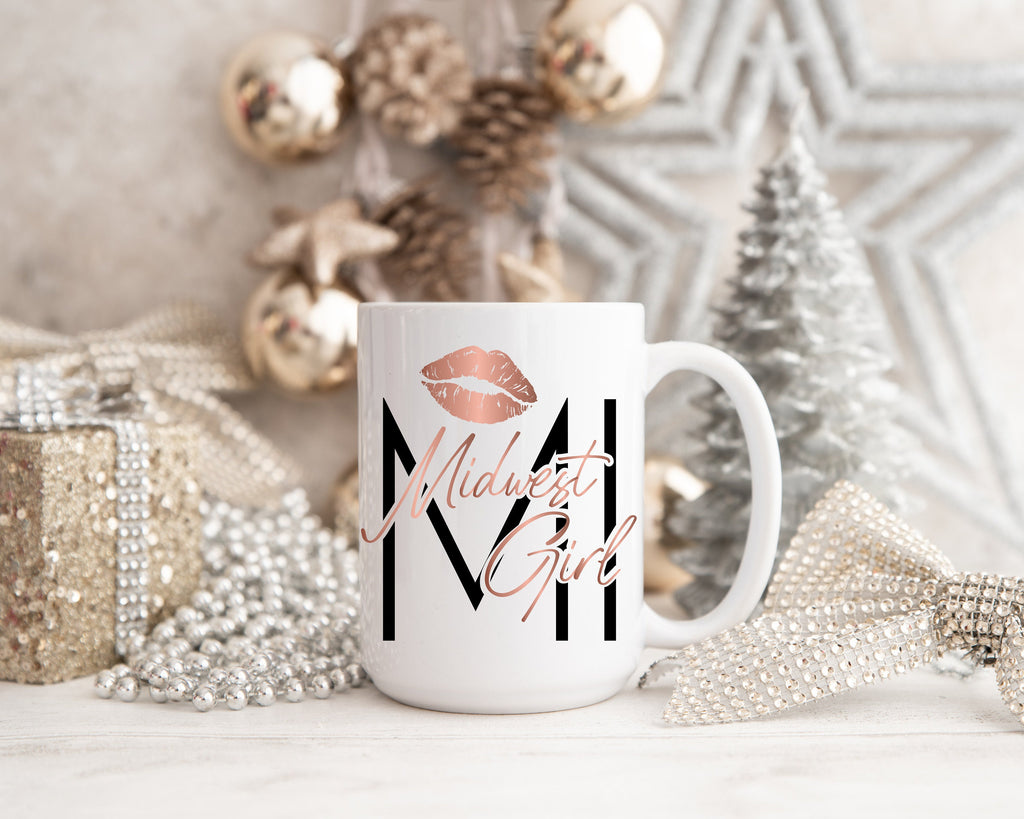 Midwest Girl Michigan Mug, 15oz Ceramic Coffee Cup