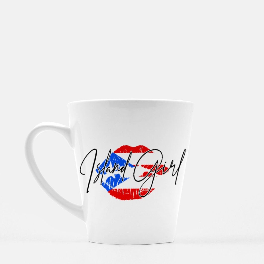 Island Girl Puerto Rico Flag Latte Mug - 12 oz Ceramic