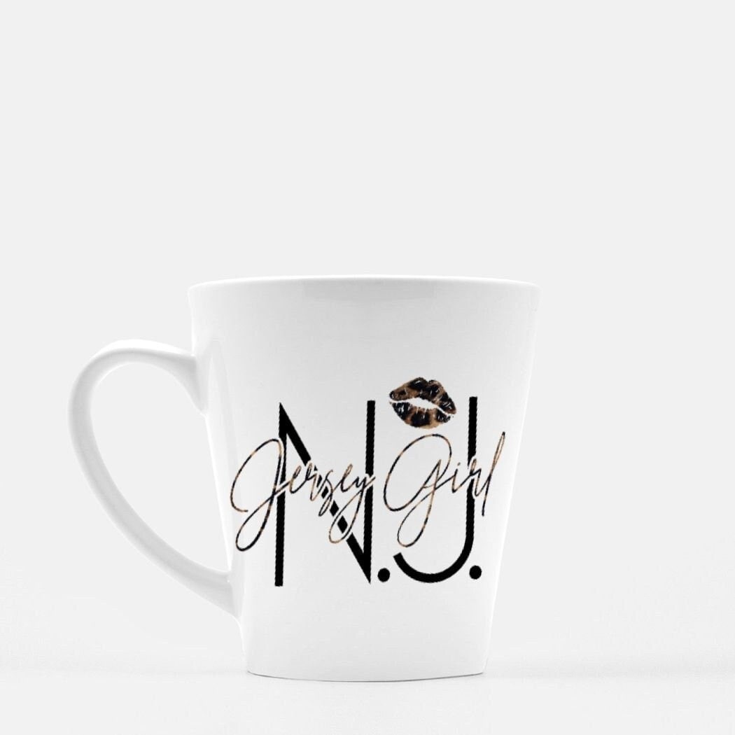 Jersey Girl Leopard Print Lipstick Mug Latte 12 oz. Custom Made Hometown NJ
