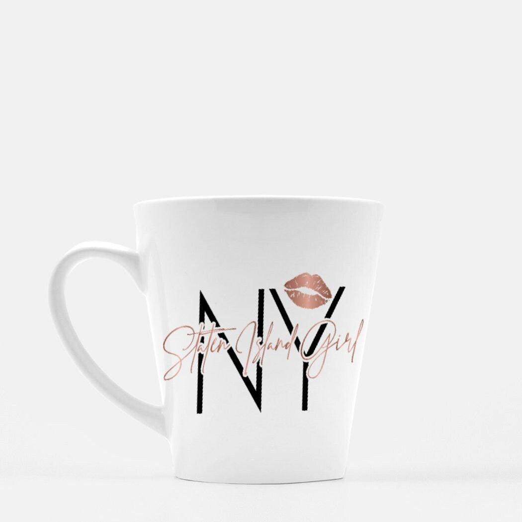 Staten Island Native Ceramic Mug, Lipstick Rose Gold NY