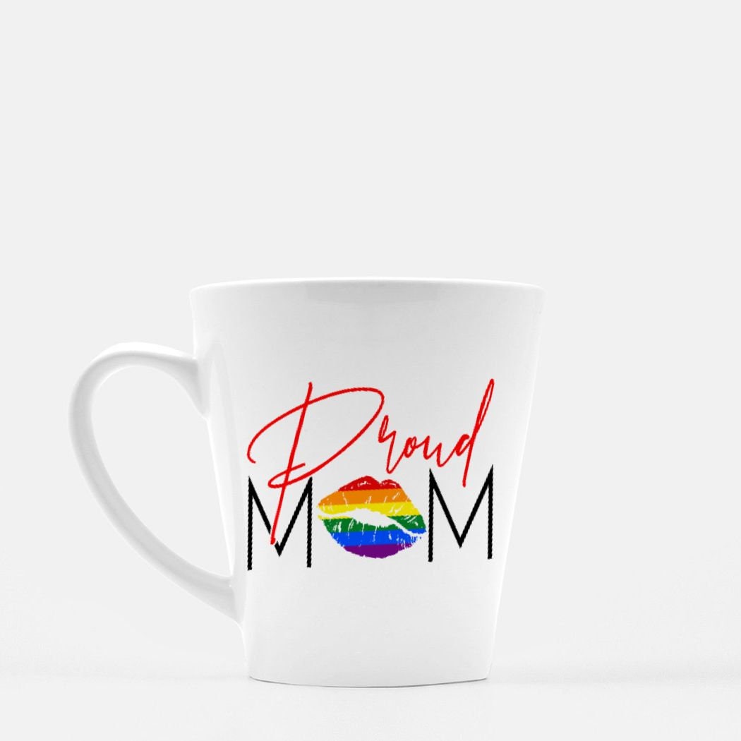 Proud Mom LGBTQ Rainbow Coffee Mug, 12 oz Latte