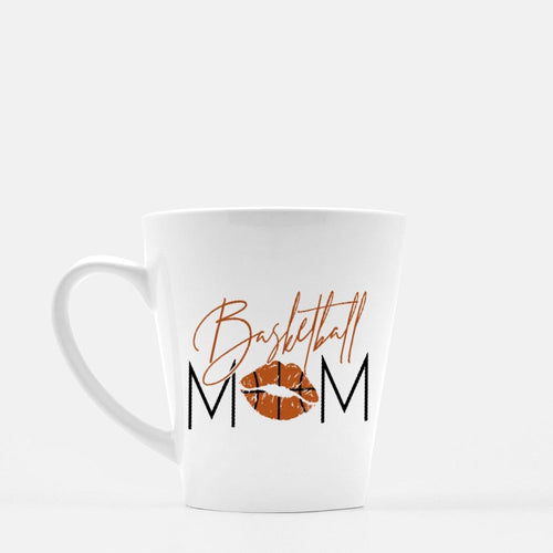 Basketball Mom Latte Mug, Modern Ceramic Fan Cup, 12 oz.