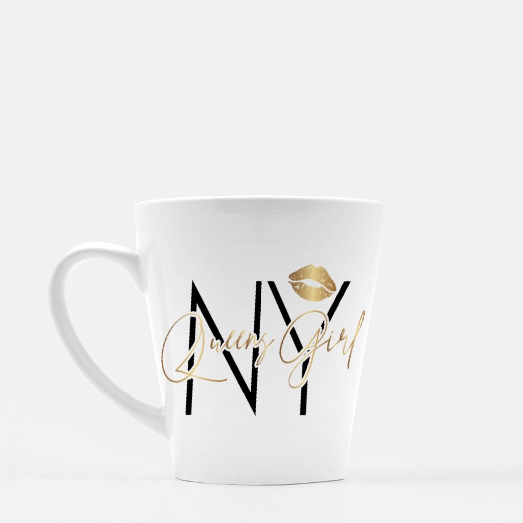 Queens New York Mug, Lipstick Gold, NYC Gift
