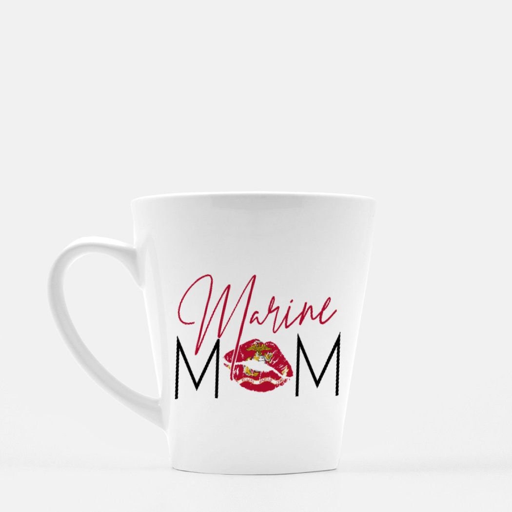Marine Mom Latte Mug, Military Mother Gift, 12 oz