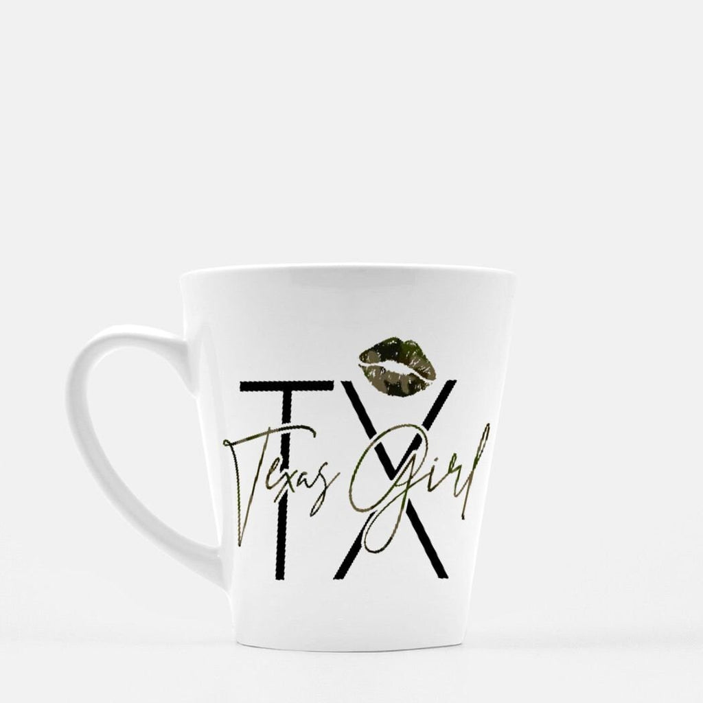 Texas Girl Camo Print Lipstick Mug Latte 12 oz. Custom Made Hometown TX