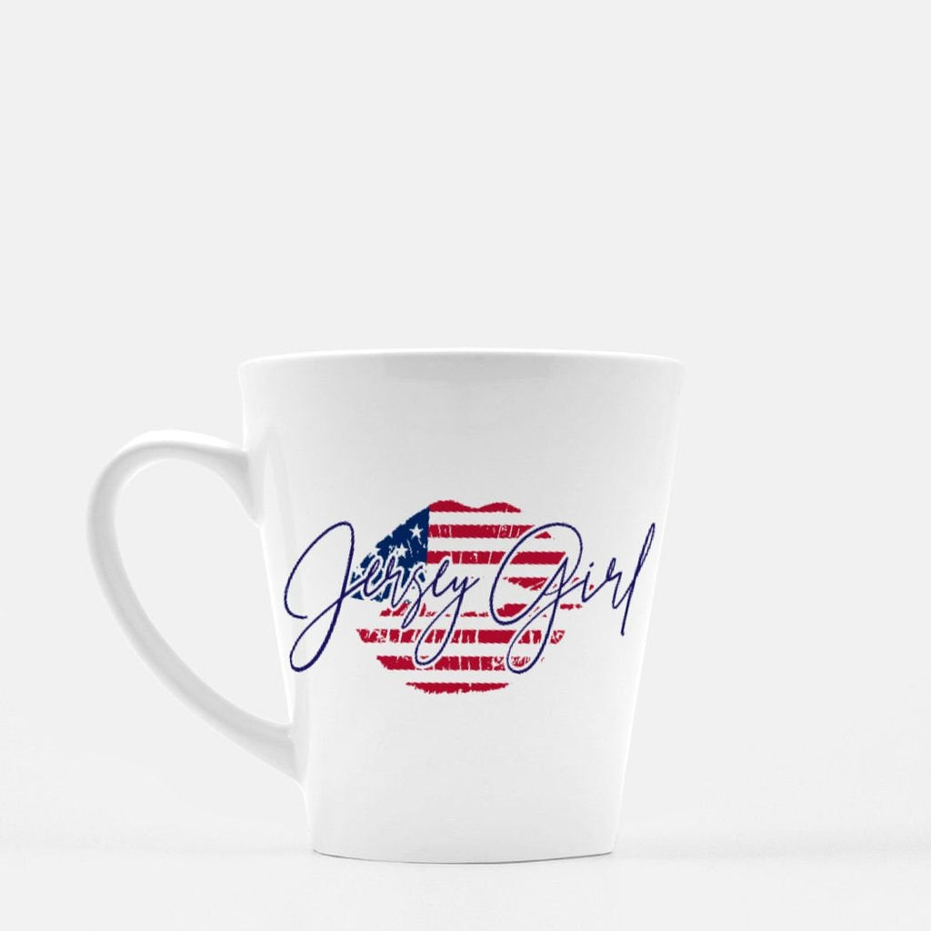 Jersey Girl Mug Latte 12 oz. - United States USA NJ Lips American Flag