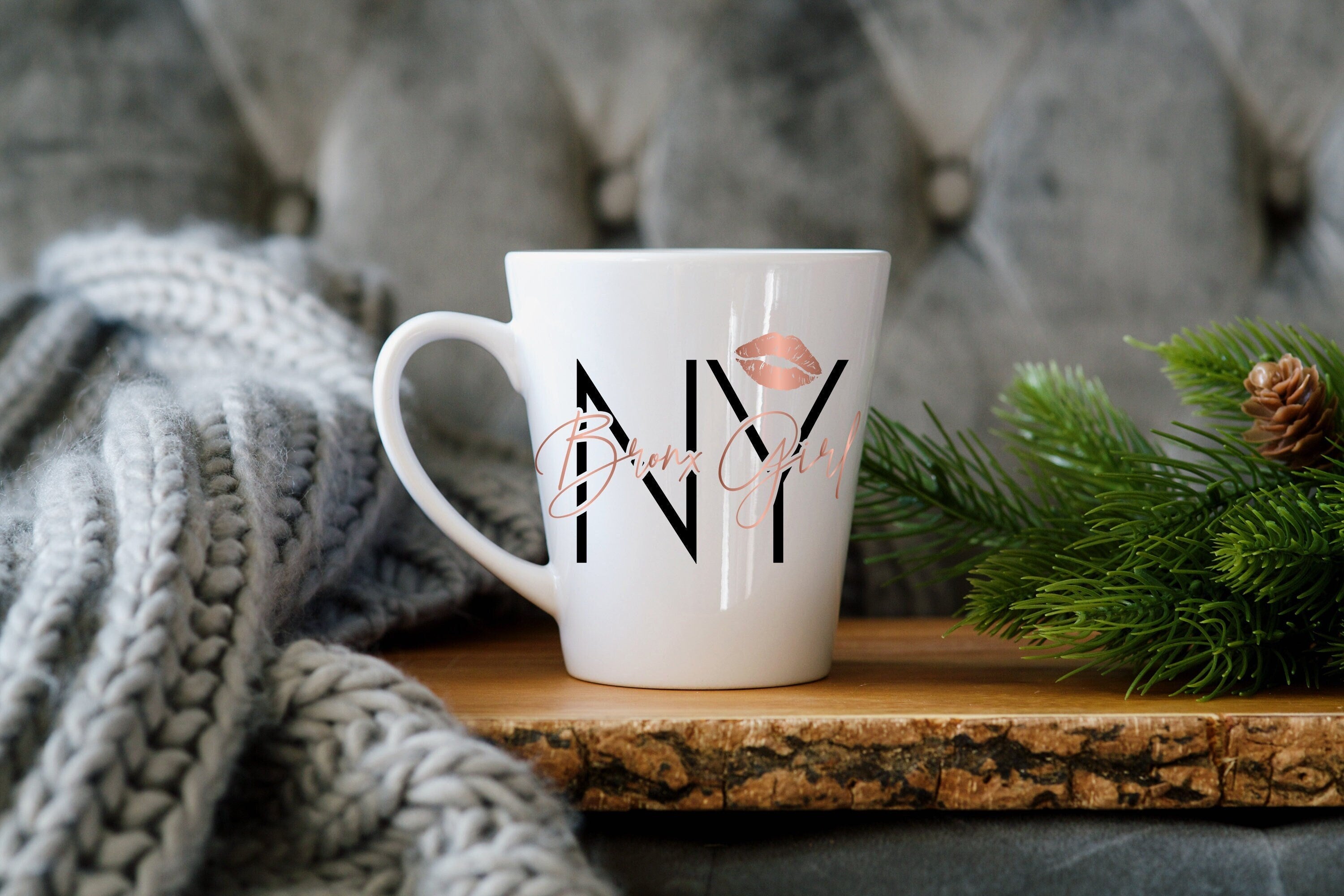 Bronx Girl Mug, New York City, Rose Gold Lips
