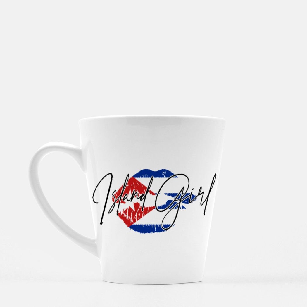 Island Girl Mug Latte 12 oz. - Coffee West Indian Caribbean Lips Flag Lipstick