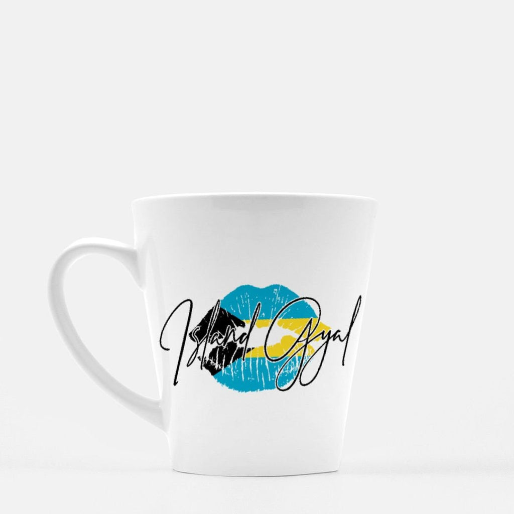 Island Gyal Mug Latte 12 oz. - Coffee Bahamas Bahamian West Indian Lips Flag Lipstick