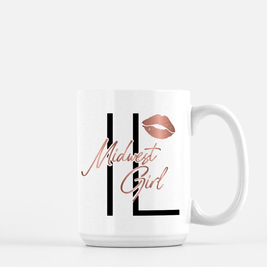 Midwest Girl Illinois IL Mug, 15oz Ceramic