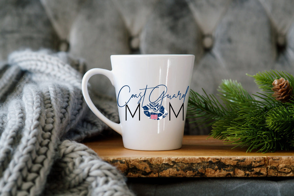 Coast Guard Mom Latte Mug, Military Gift, 12 oz