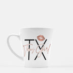 Texas Girl Rose Gold Lipstick Mug Latte 12 oz. Custom Made Hometown TX Draft
