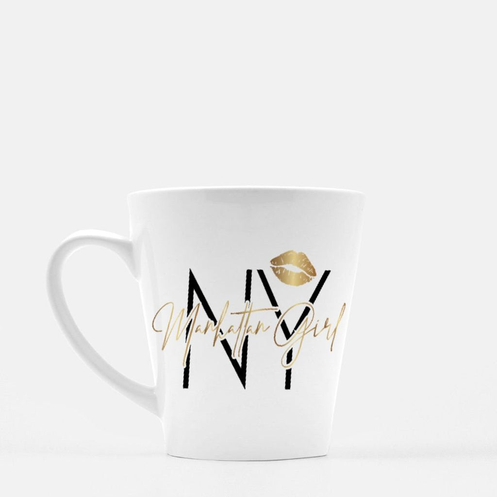 New York NYC NY Manhattan Girl Gold Mug Latte 12 oz.