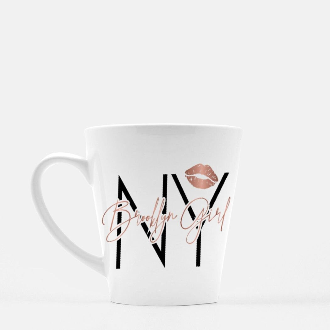 Brooklyn Native Mug, Rose Gold Lipstick New York City, 12oz Ceramic