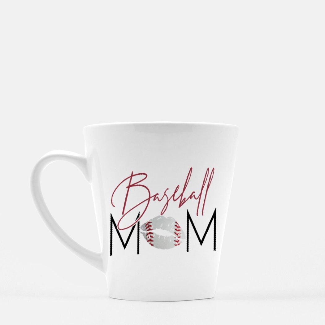 Baseball Mom Latte Mug, 12 oz Ceramic, Gift For Wife