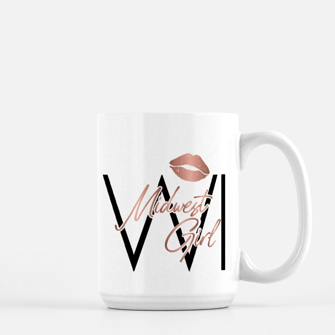 Midwest Girl Wisconsin WI Mug, 15oz Ceramic Coffee Cup