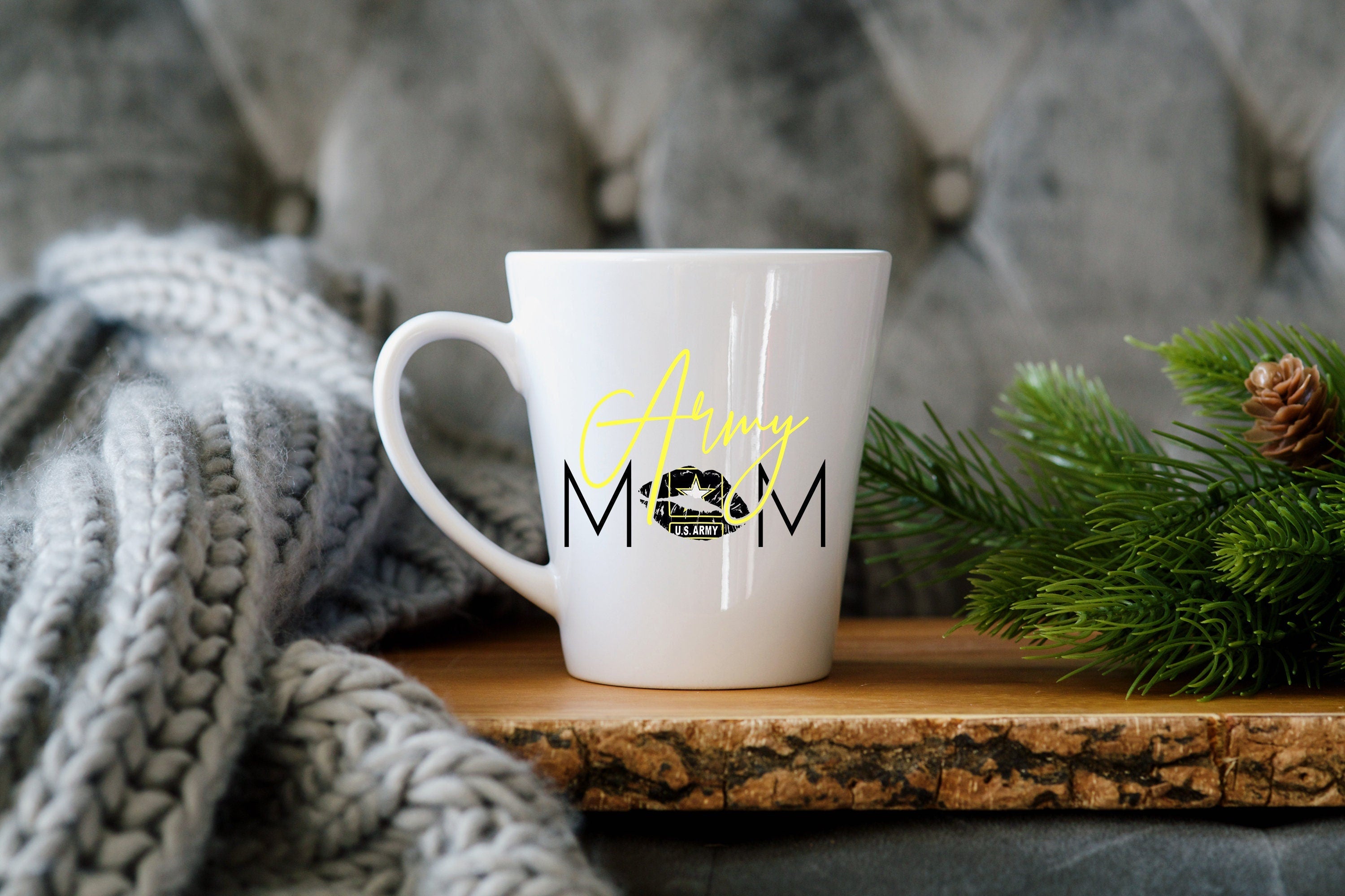 Army Mom Latte Mug, Military Mother Gift, 12 oz