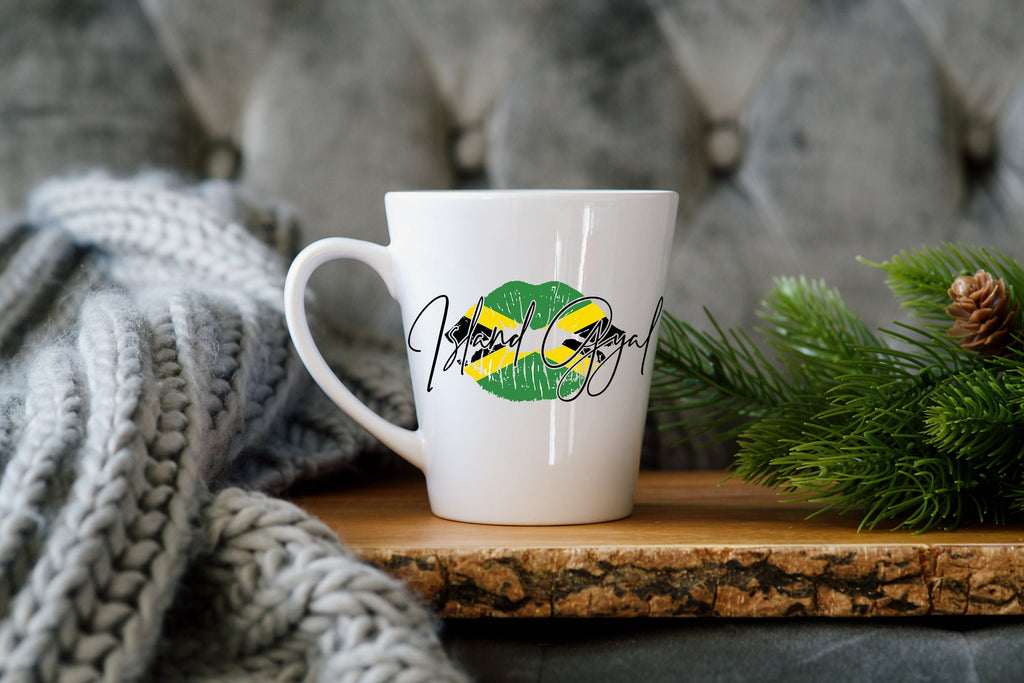 Island Gyal Mug Latte 12 oz. - Coffee Jamaica Jamaican West Indian Lips Flag Lipstick