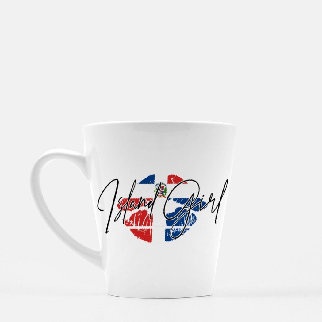 Dominican Republic Flag Island Girl Latte Mug - 12 oz