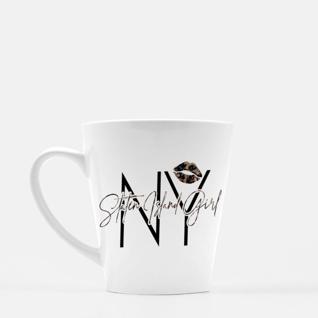 Staten Island Girl Mug, Lipstick Leopard, NYC Gift