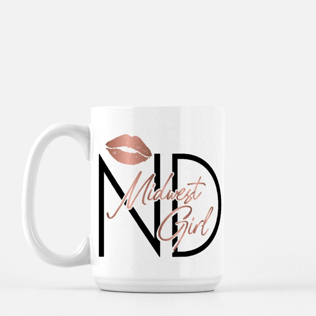 North Dakota Mug, Midwest Girl ND, 15oz Ceramic